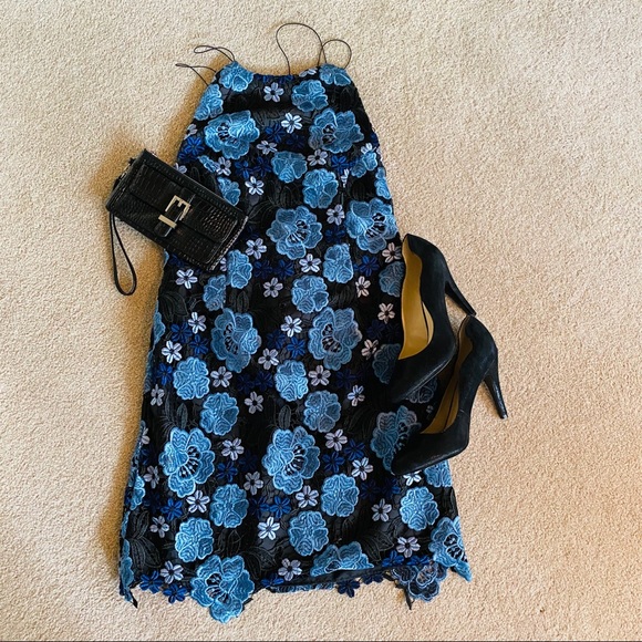 Topshop Dresses & Skirts - NWT Blue Floral Lace Strappy Back Dress